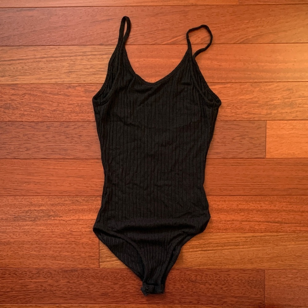 Out From Under Black Ribbed Bodysuit